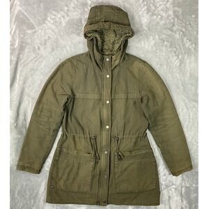 Levis Sherpa Lined Parka Jacket Women S Army Green Coat Outdoor Military Winter